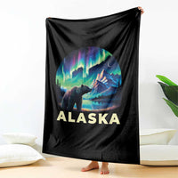 Bear Alaska Throw Blanket Alaskan Night Sky Northern Lights Aurora - Wonder Print Shop
