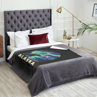 Bear Alaska Throw Blanket Alaskan Night Sky Northern Lights Aurora - Wonder Print Shop