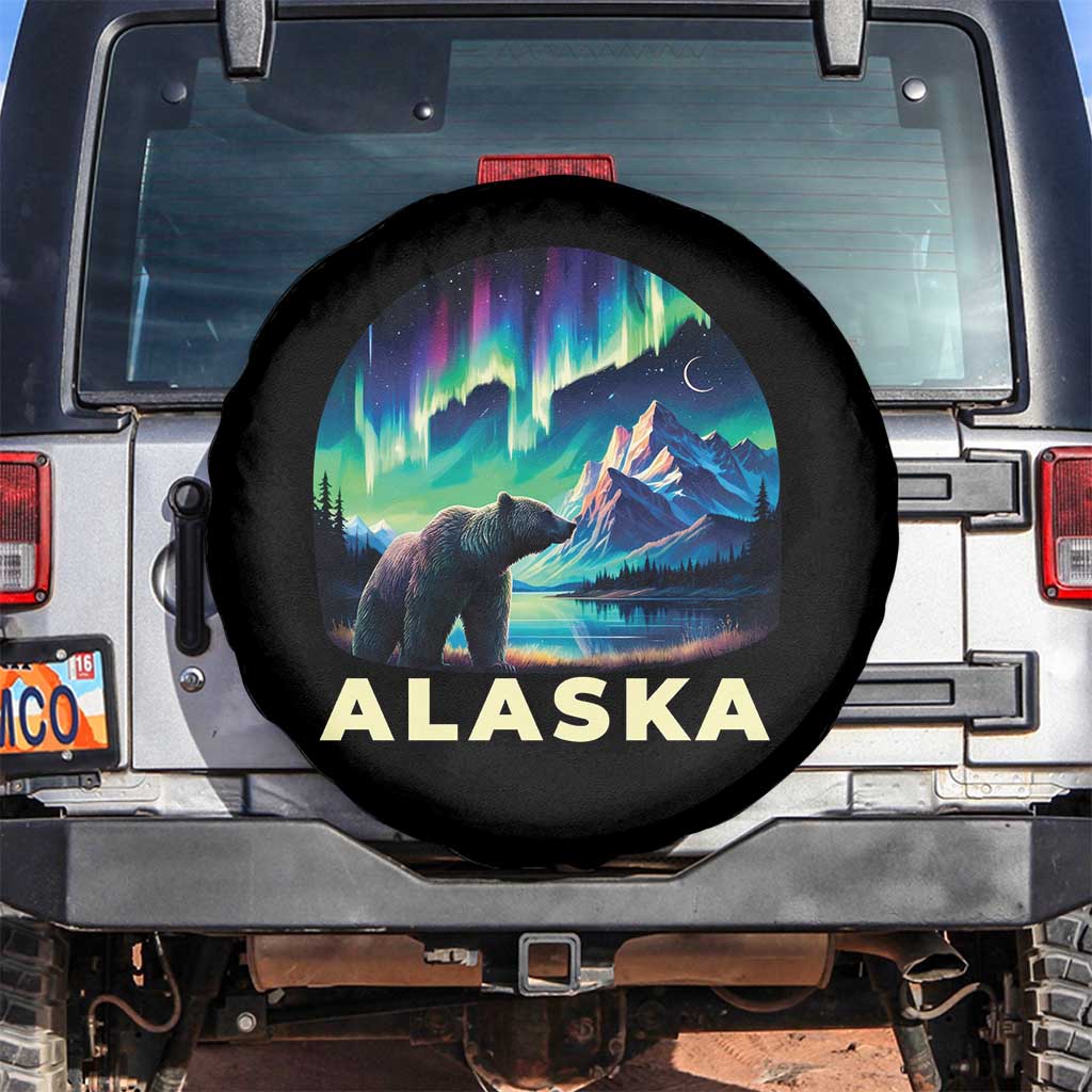 Bear Alaska Spare Tire Cover Alaskan Night Sky Northern Lights Aurora - Wonder Print Shop