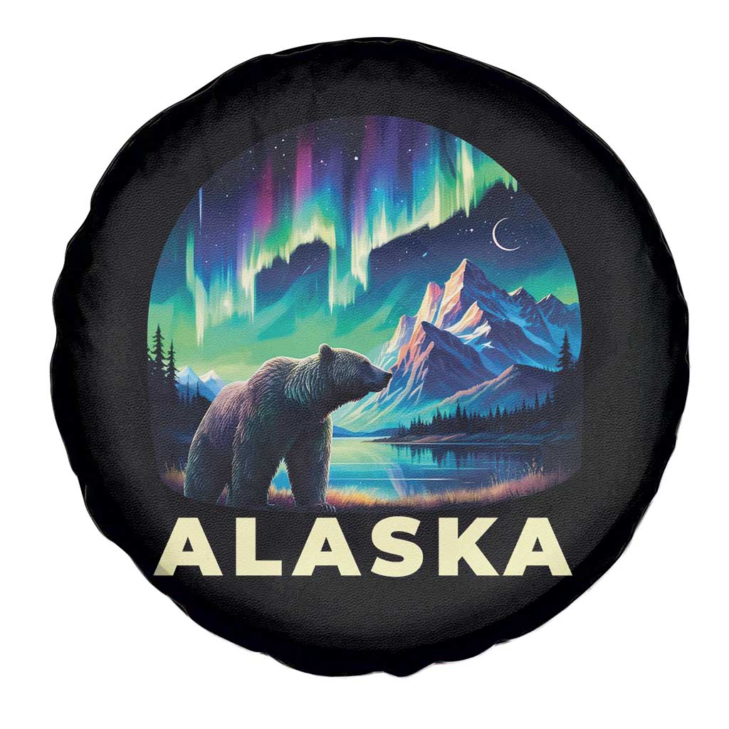 Bear Alaska Spare Tire Cover Alaskan Night Sky Northern Lights Aurora - Wonder Print Shop