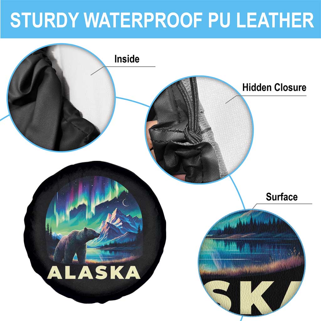 Bear Alaska Spare Tire Cover Alaskan Night Sky Northern Lights Aurora - Wonder Print Shop