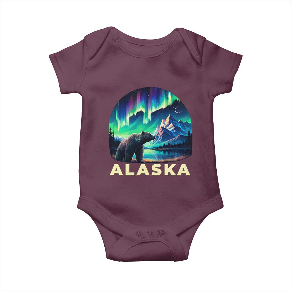Bear Alaska Baby Onesie Alaskan Night Sky Northern Lights Aurora - Wonder Print Shop