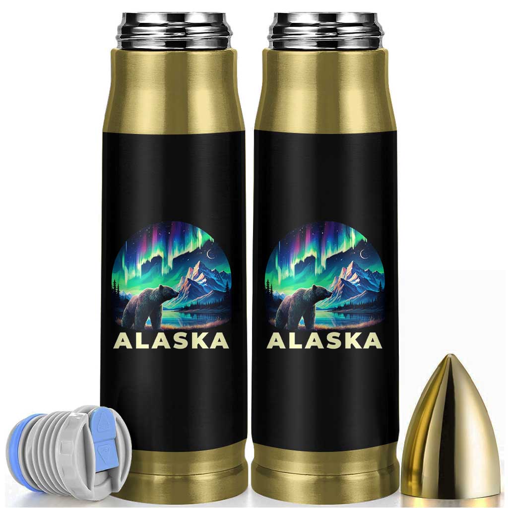 Bear Alaska Bullet Tumbler Alaskan Night Sky Northern Lights Aurora - Wonder Print Shop