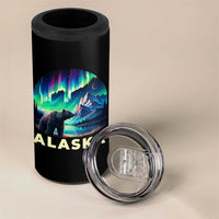 Bear Alaska 4 in 1 Can Cooler Tumbler Alaskan Night Sky Northern Lights Aurora - Wonder Print Shop