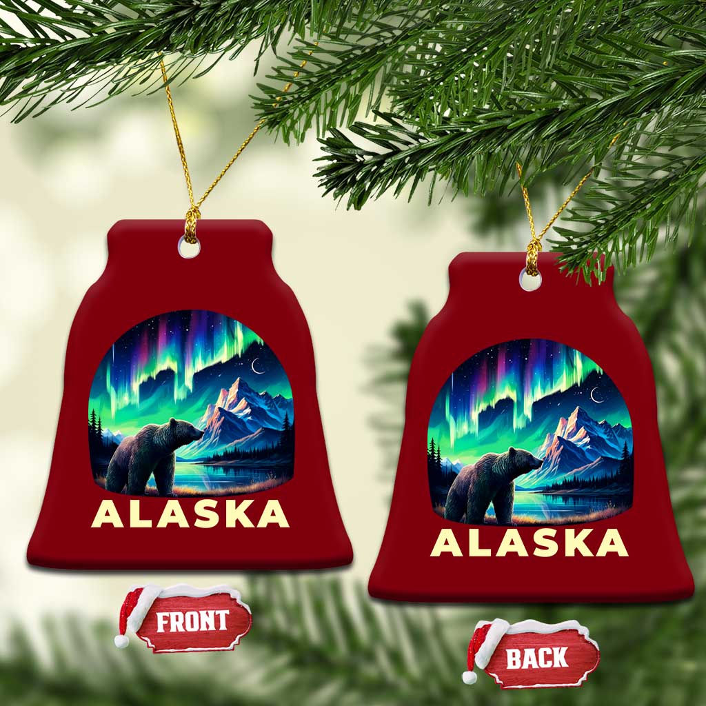 Bear Alaska Ceramic Ornament Alaskan Night Sky Northern Lights Aurora - Wonder Print Shop