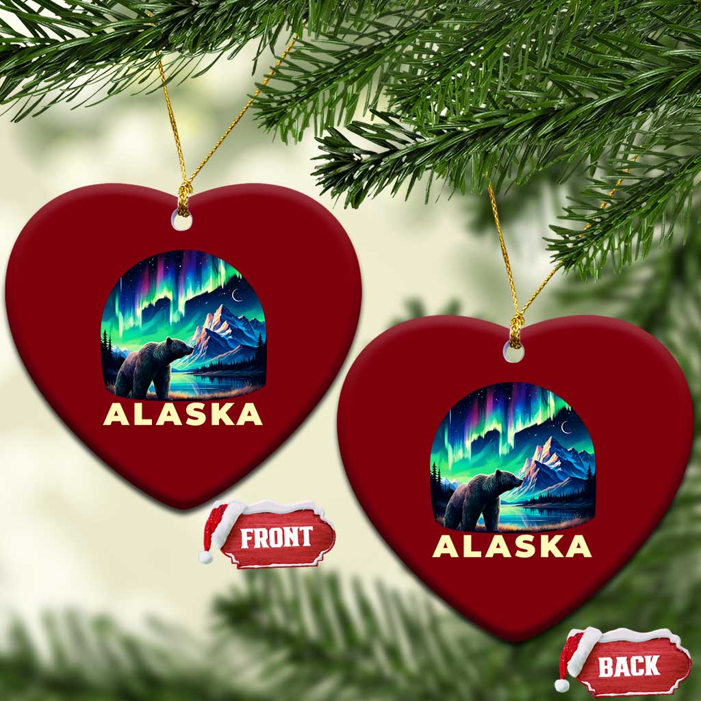 Bear Alaska Ceramic Ornament Alaskan Night Sky Northern Lights Aurora - Wonder Print Shop
