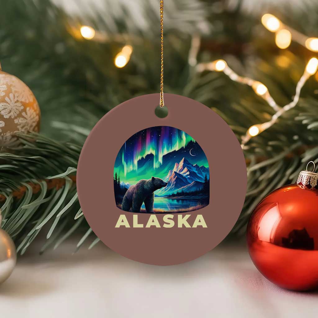 Bear Alaska Ceramic Ornament Alaskan Night Sky Northern Lights Aurora - Wonder Print Shop