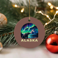 Bear Alaska Ceramic Ornament Alaskan Night Sky Northern Lights Aurora - Wonder Print Shop