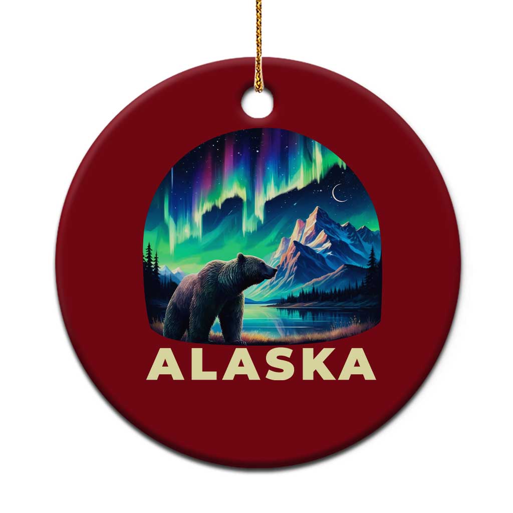 Bear Alaska Ceramic Ornament Alaskan Night Sky Northern Lights Aurora - Wonder Print Shop