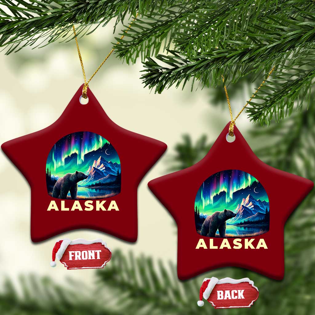 Bear Alaska Ceramic Ornament Alaskan Night Sky Northern Lights Aurora - Wonder Print Shop