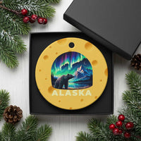 Bear Alaska Ceramic Ornament Alaskan Night Sky Northern Lights Aurora - Wonder Print Shop