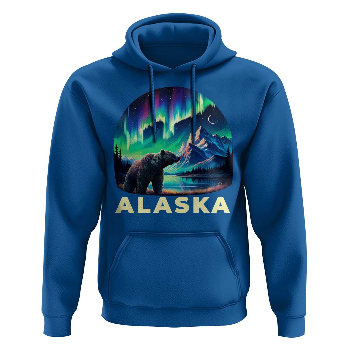 Bear Alaska Hoodie Alaskan Night Sky Northern Lights Aurora - Wonder Print Shop