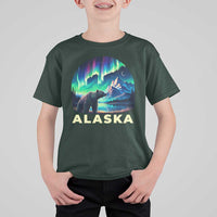 Bear Alaska T Shirt For Kid Alaskan Night Sky Northern Lights Aurora - Wonder Print Shop