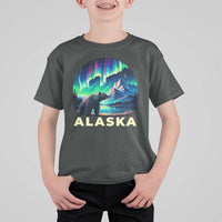 Bear Alaska T Shirt For Kid Alaskan Night Sky Northern Lights Aurora - Wonder Print Shop