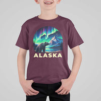Bear Alaska T Shirt For Kid Alaskan Night Sky Northern Lights Aurora - Wonder Print Shop