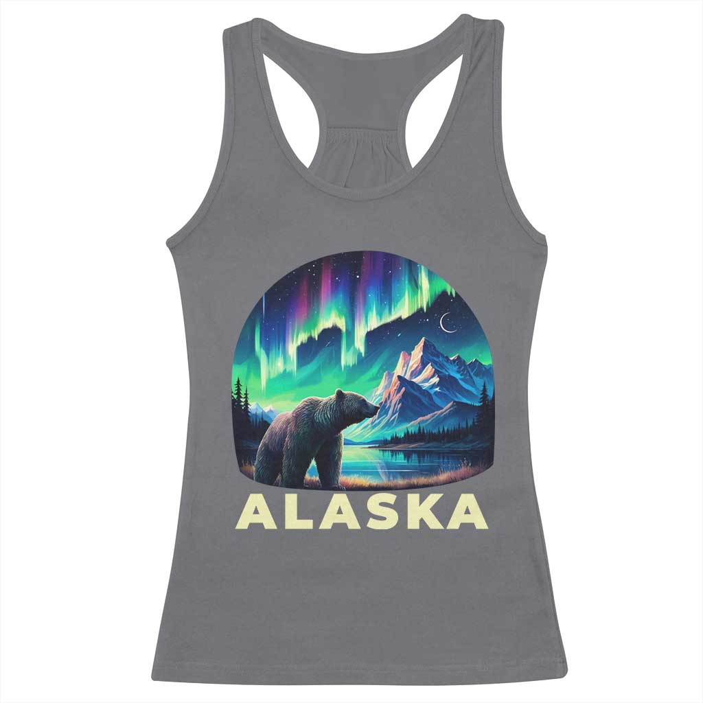 Bear Alaska Racerback Tank Top Alaskan Night Sky Northern Lights Aurora - Wonder Print Shop
