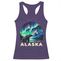 Bear Alaska Racerback Tank Top Alaskan Night Sky Northern Lights Aurora - Wonder Print Shop