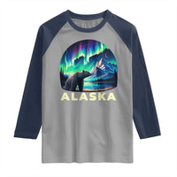 Bear Alaska Raglan Shirt Alaskan Night Sky Northern Lights Aurora - Wonder Print Shop