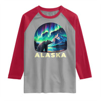 Bear Alaska Raglan Shirt Alaskan Night Sky Northern Lights Aurora - Wonder Print Shop