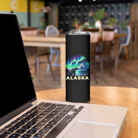 Bear Alaska Skinny Tumbler Alaskan Night Sky Northern Lights Aurora - Wonder Print Shop