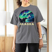 Bear Alaska T Shirt For Women Alaskan Night Sky Northern Lights Aurora - Wonder Print Shop