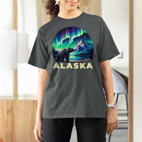 Bear Alaska T Shirt For Women Alaskan Night Sky Northern Lights Aurora - Wonder Print Shop