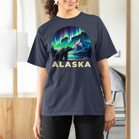 Bear Alaska T Shirt For Women Alaskan Night Sky Northern Lights Aurora - Wonder Print Shop