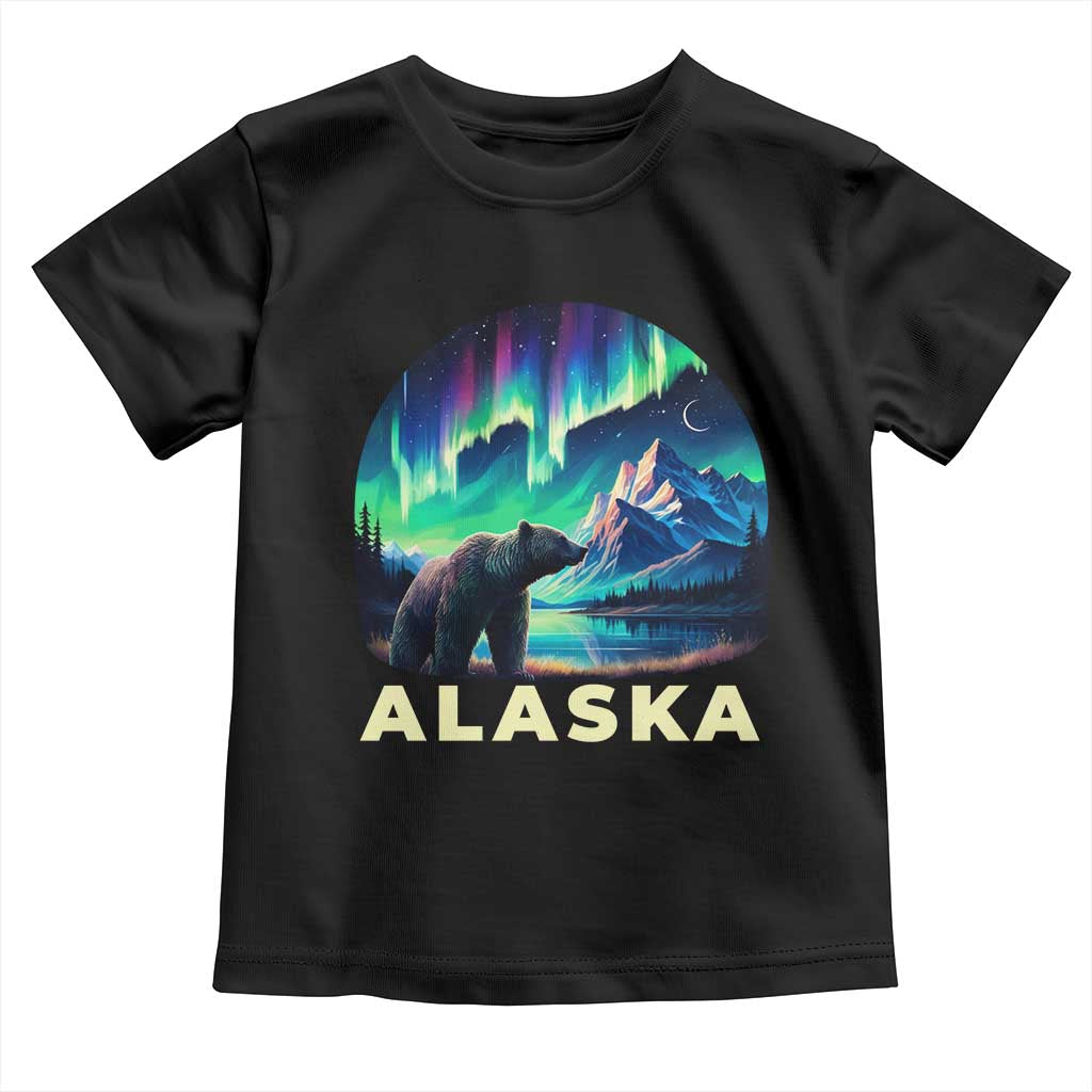 Bear Alaska Toddler T Shirt Alaskan Night Sky Northern Lights Aurora - Wonder Print Shop