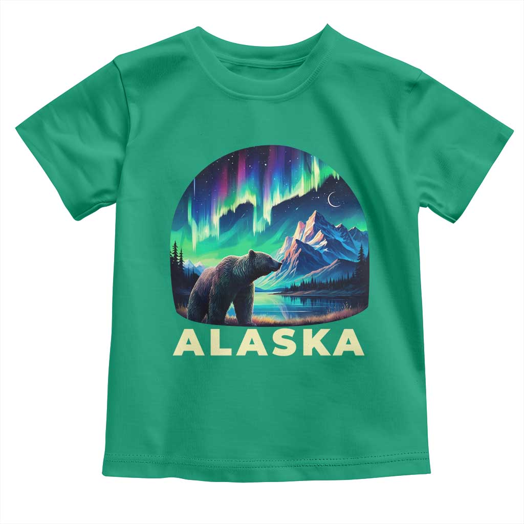 Bear Alaska Toddler T Shirt Alaskan Night Sky Northern Lights Aurora - Wonder Print Shop
