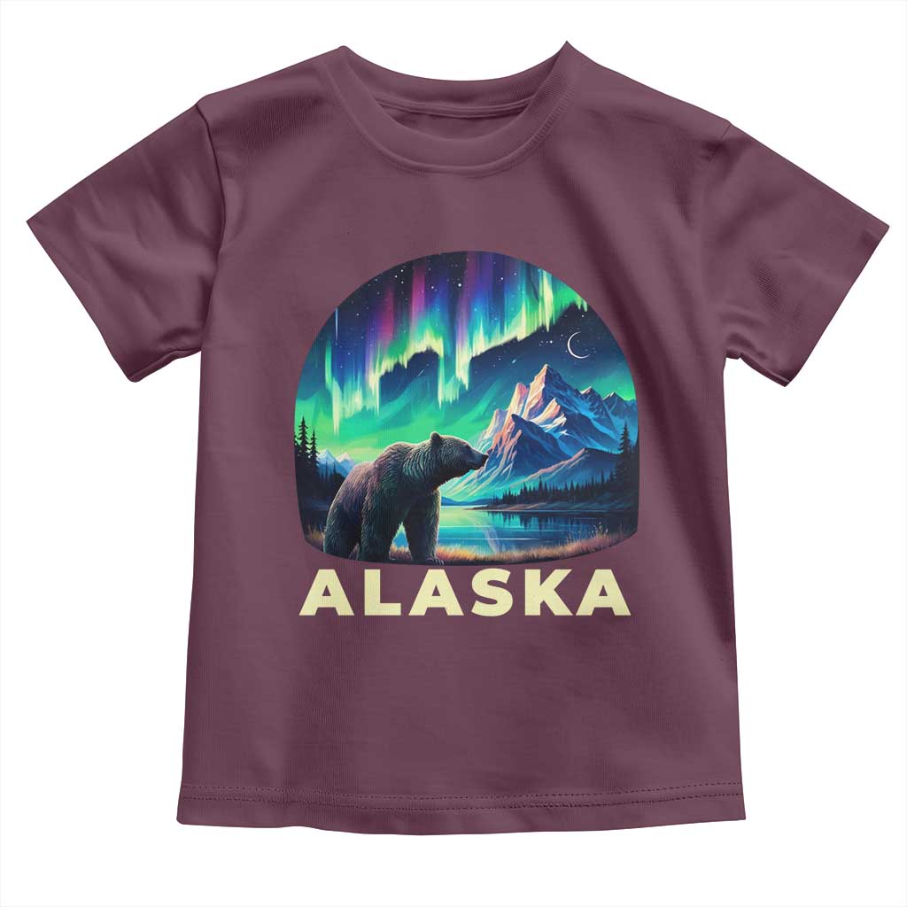 Bear Alaska Toddler T Shirt Alaskan Night Sky Northern Lights Aurora - Wonder Print Shop