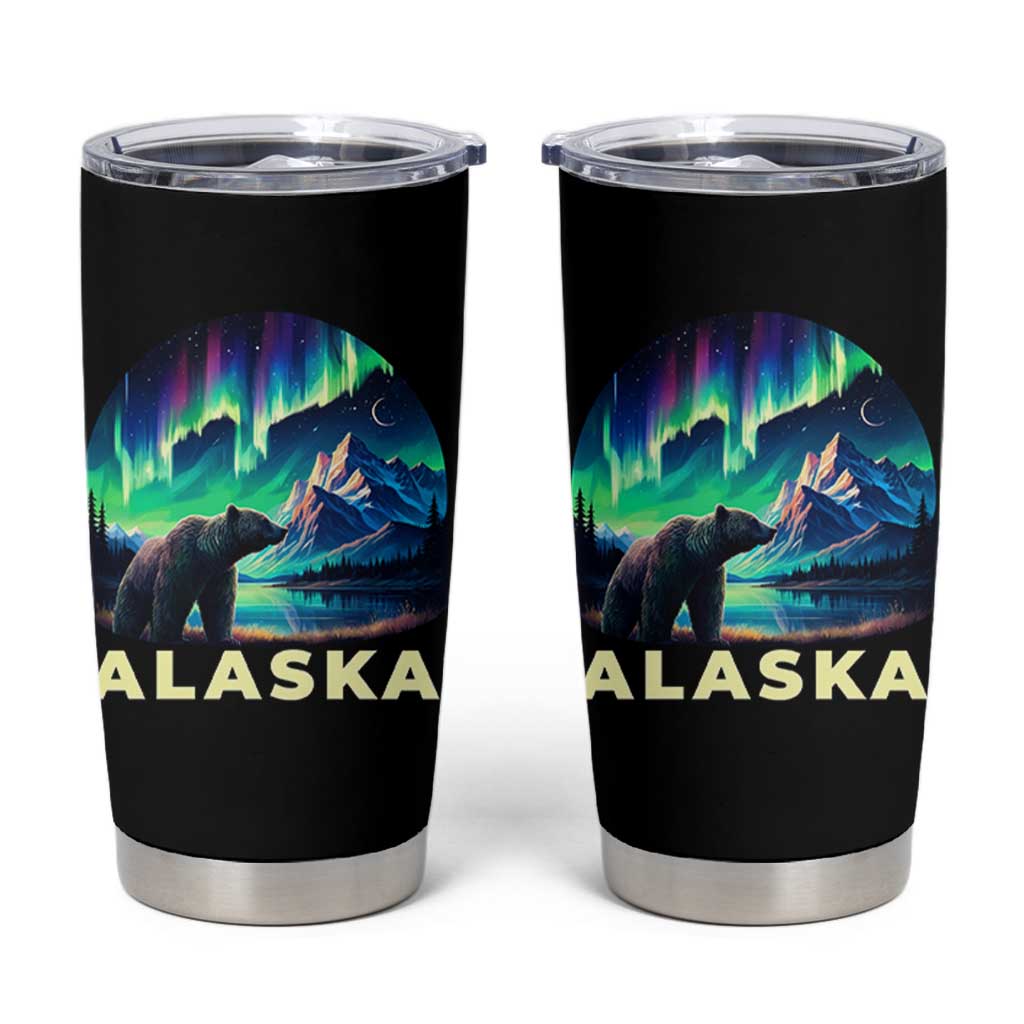 Bear Alaska Tumbler Cup Alaskan Night Sky Northern Lights Aurora - Wonder Print Shop