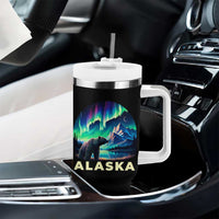Bear Alaska Tumbler With Handle Alaskan Night Sky Northern Lights Aurora - Wonder Print Shop
