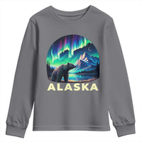 Bear Alaska Youth Sweatshirt Alaskan Night Sky Northern Lights Aurora - Wonder Print Shop