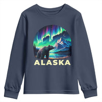 Bear Alaska Youth Sweatshirt Alaskan Night Sky Northern Lights Aurora - Wonder Print Shop