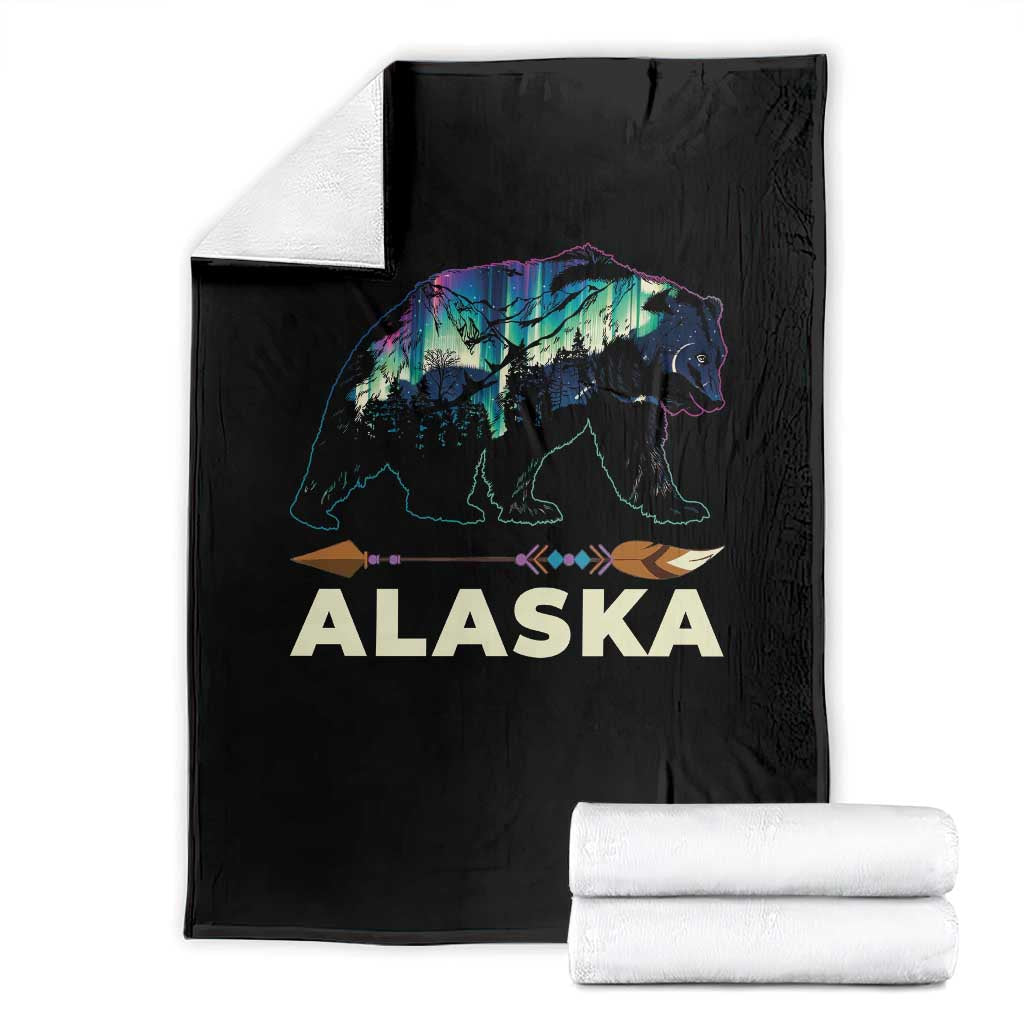 Alaska Throw Blanket Alaskan Night Sky Northern Lights Aurora Bear - Wonder Print Shop