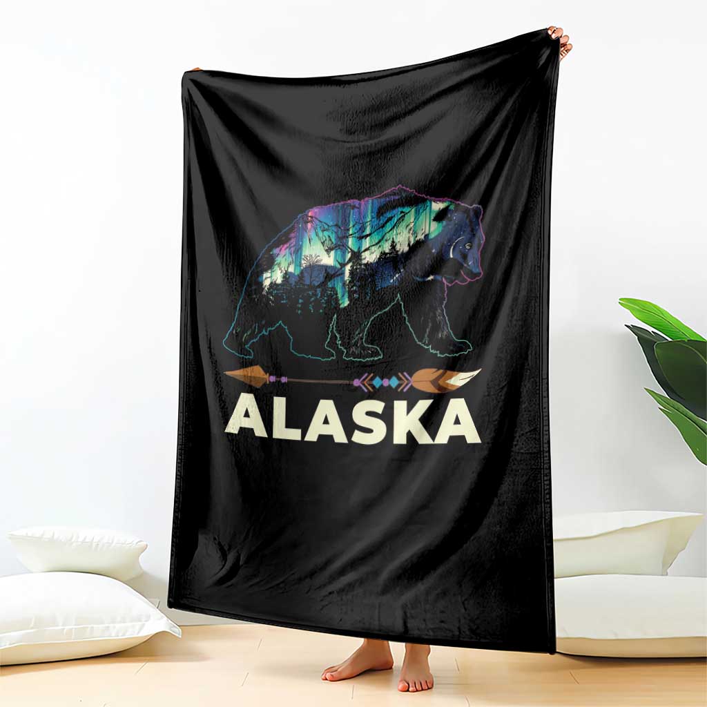 Alaska Throw Blanket Alaskan Night Sky Northern Lights Aurora Bear - Wonder Print Shop