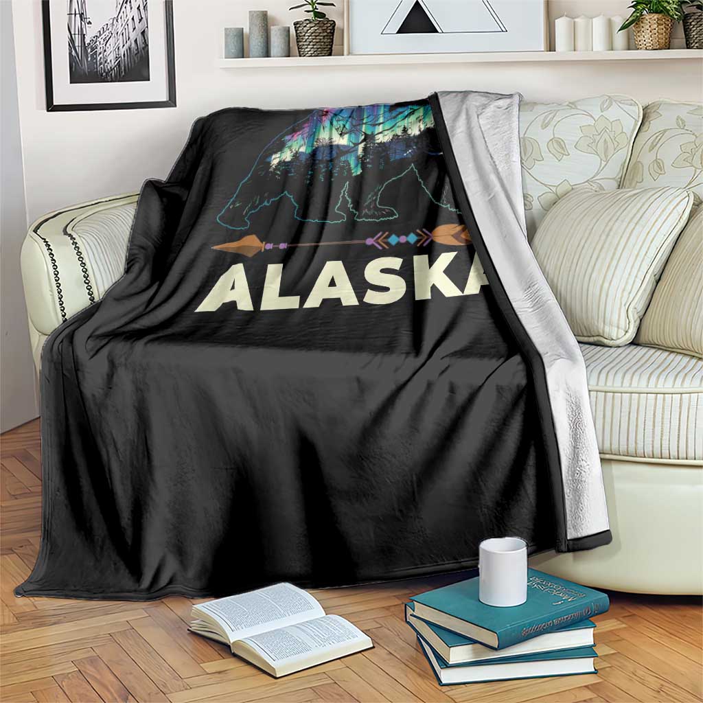 Alaska Throw Blanket Alaskan Night Sky Northern Lights Aurora Bear - Wonder Print Shop