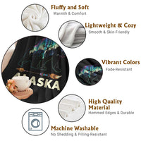 Alaska Throw Blanket Alaskan Night Sky Northern Lights Aurora Bear - Wonder Print Shop