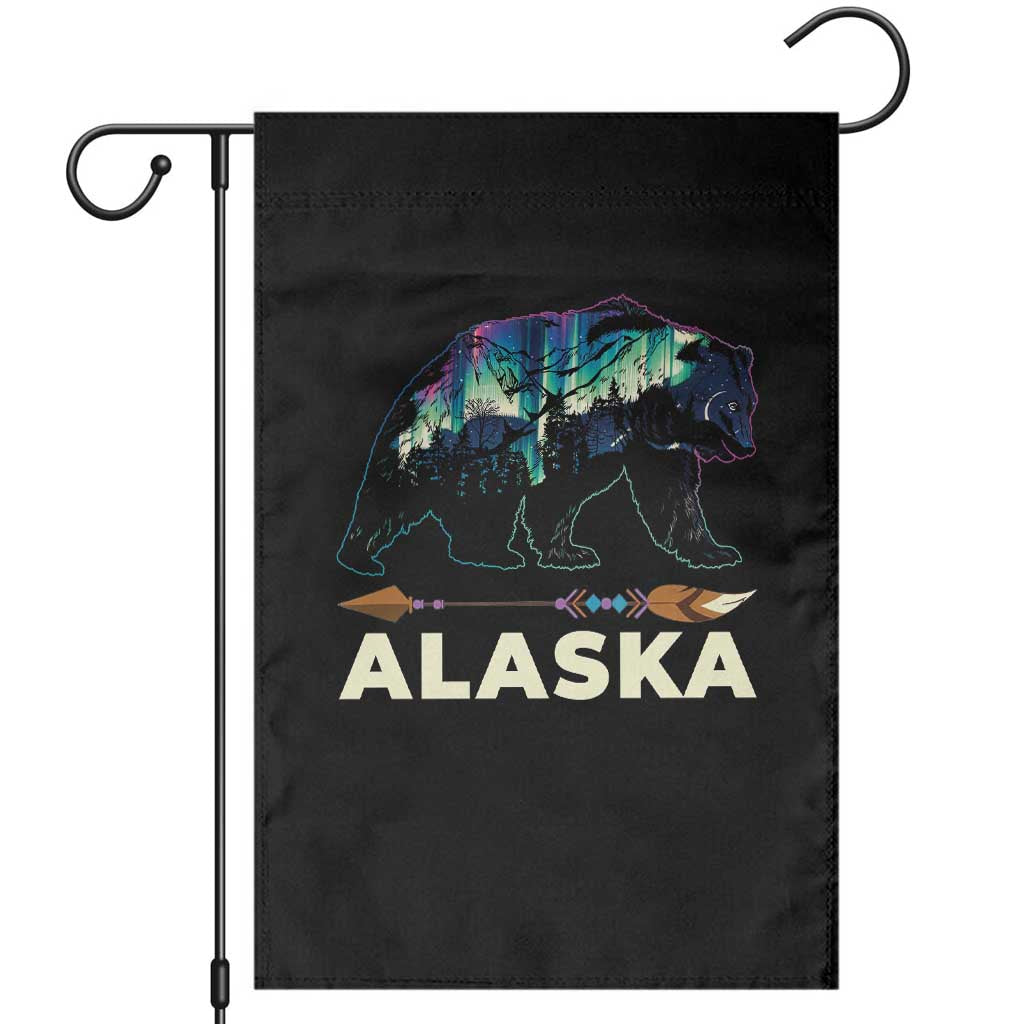 Alaska Garden Flag Alaskan Night Sky Northern Lights Aurora Bear - Wonder Print Shop