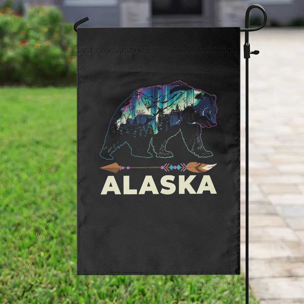 Alaska Garden Flag Alaskan Night Sky Northern Lights Aurora Bear - Wonder Print Shop