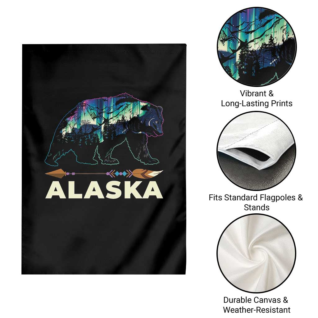 Alaska Garden Flag Alaskan Night Sky Northern Lights Aurora Bear - Wonder Print Shop