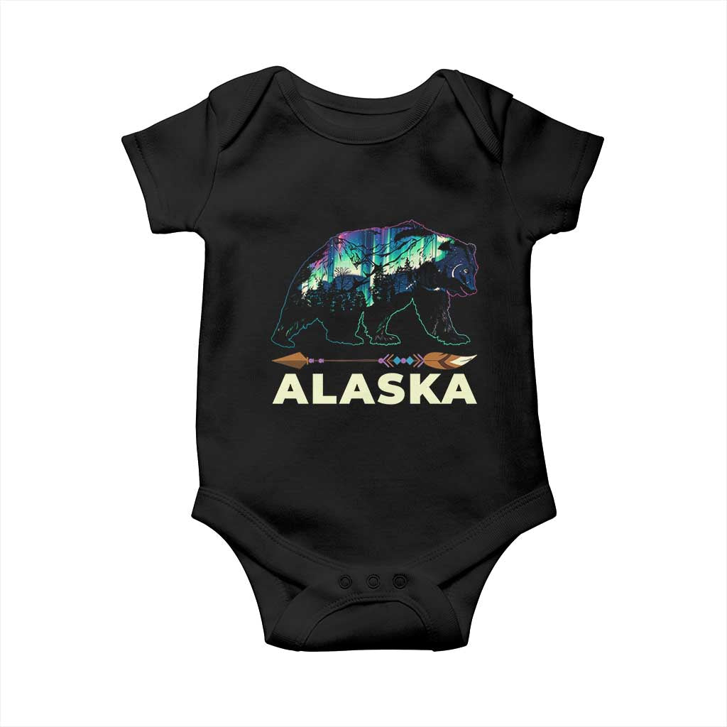 Alaska Baby Onesie Alaskan Night Sky Northern Lights Aurora Bear - Wonder Print Shop