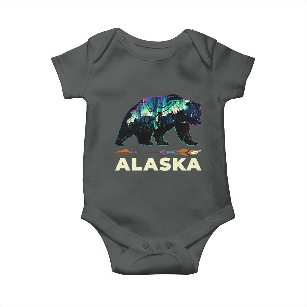 Alaska Baby Onesie Alaskan Night Sky Northern Lights Aurora Bear - Wonder Print Shop