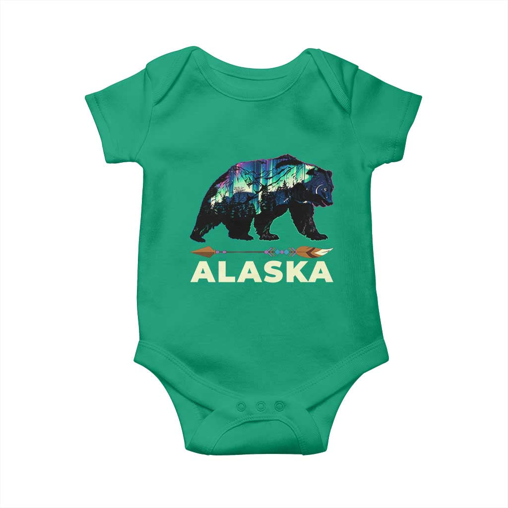 Alaska Baby Onesie Alaskan Night Sky Northern Lights Aurora Bear - Wonder Print Shop