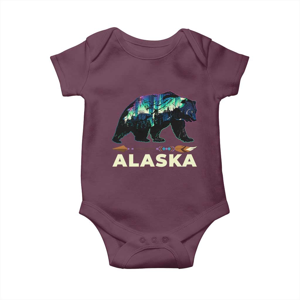 Alaska Baby Onesie Alaskan Night Sky Northern Lights Aurora Bear - Wonder Print Shop