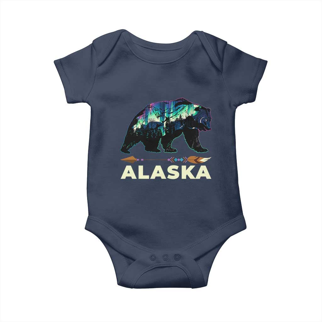 Alaska Baby Onesie Alaskan Night Sky Northern Lights Aurora Bear - Wonder Print Shop