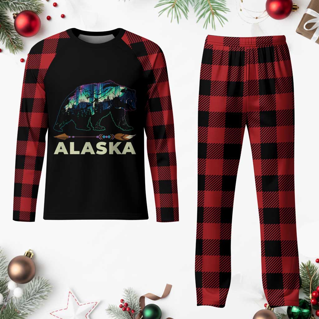 Alaska Plaid Pajama Set Alaskan Night Sky Northern Lights Aurora Bear - Wonder Print Shop