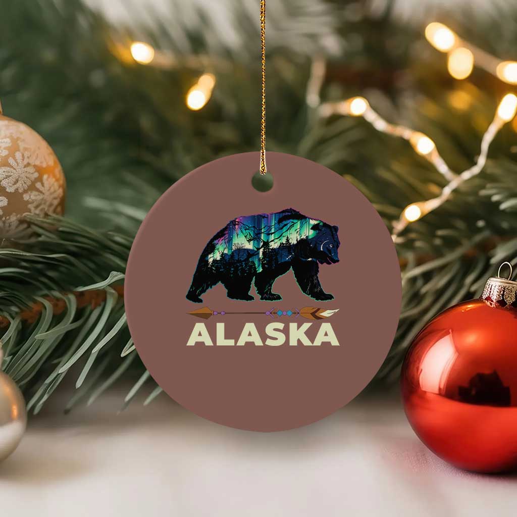 Alaska Ceramic Ornament Alaskan Night Sky Northern Lights Aurora Bear - Wonder Print Shop