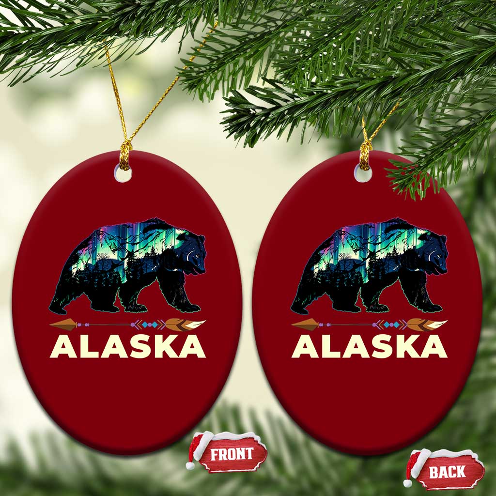 Alaska Ceramic Ornament Alaskan Night Sky Northern Lights Aurora Bear - Wonder Print Shop