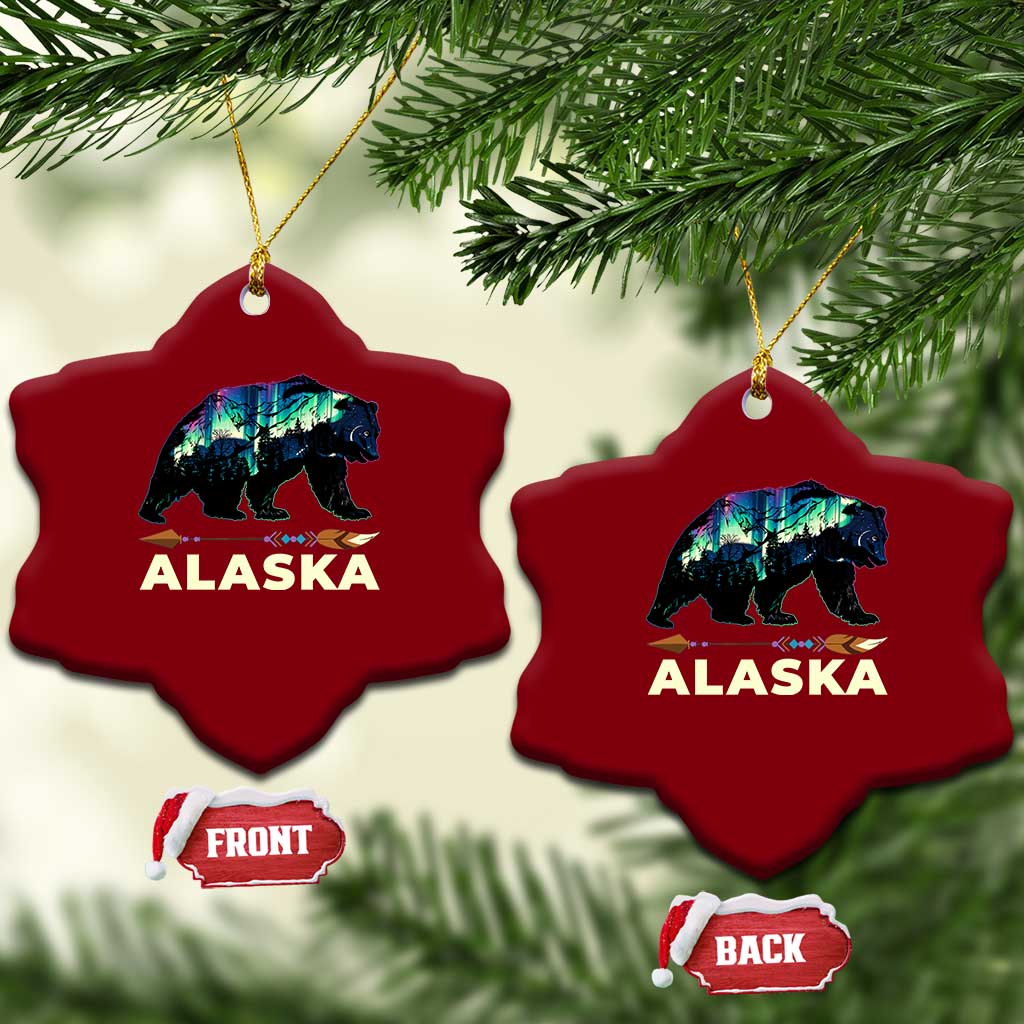 Alaska Ceramic Ornament Alaskan Night Sky Northern Lights Aurora Bear - Wonder Print Shop